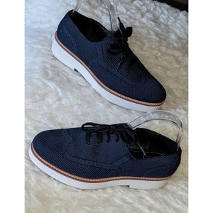 Zara | Woman's Navy Wingtip Knitted Oxford Laces Up Shoe's Size EU 38